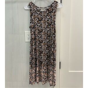 LOFT Floral Sleeveless Dress - Black Pink Brown White Size S